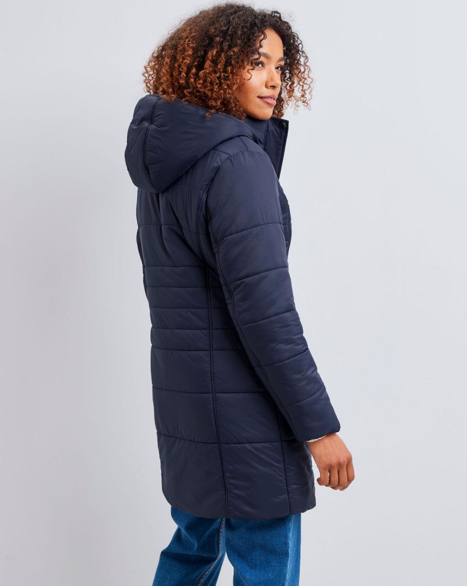 Women Padded Hooded Jacket Coats & Jackets Cotton Traders Rebate Urban Blue - 1
