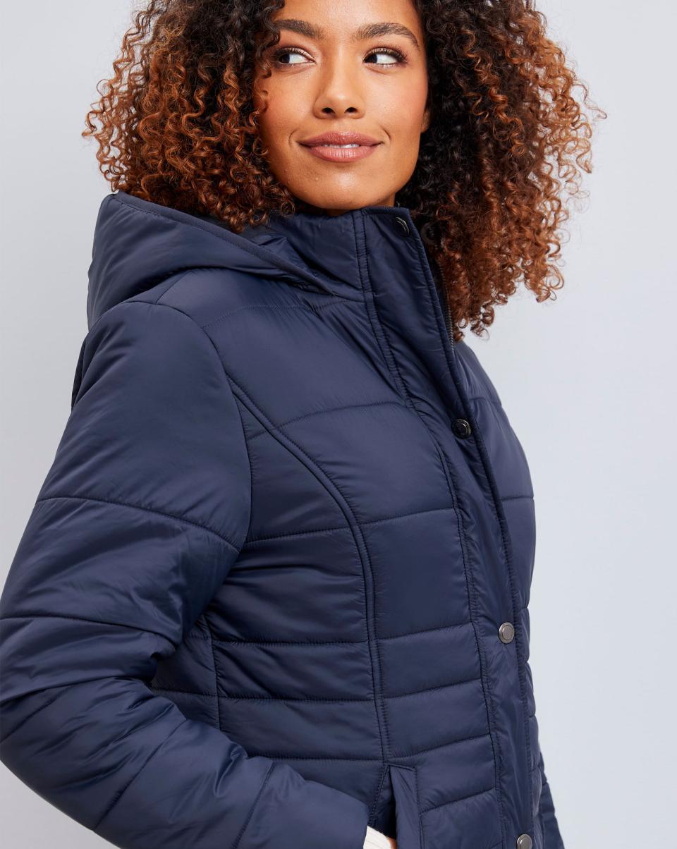 Women Padded Hooded Jacket Coats & Jackets Cotton Traders Rebate Urban Blue - 2