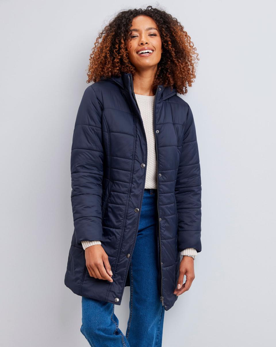 Women Padded Hooded Jacket Coats & Jackets Cotton Traders Rebate Urban Blue