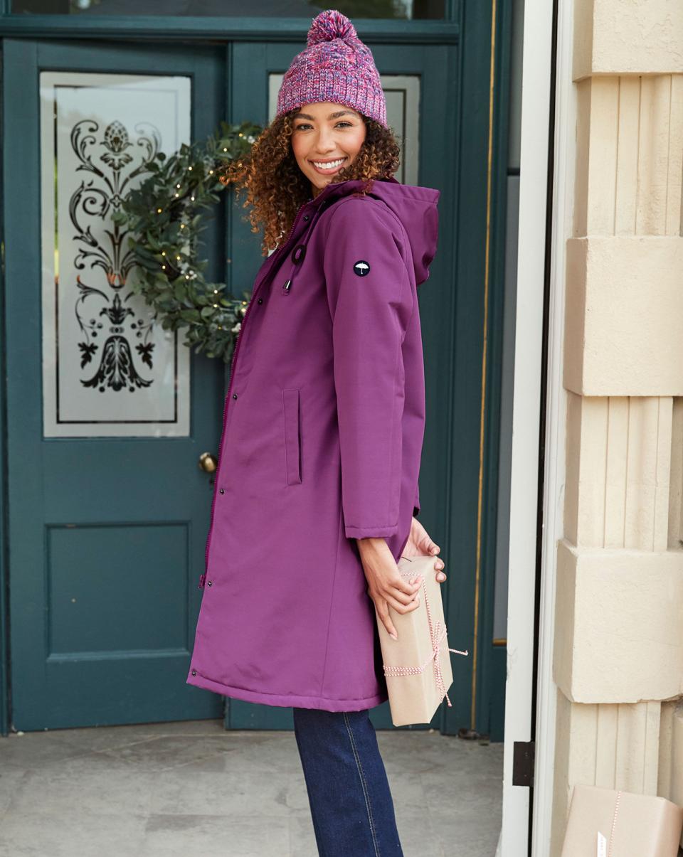 Longline All-Weather Fleece-Lined Waterproof Coat Women Spruce Cotton Traders Voucher Coats & Jackets - 4