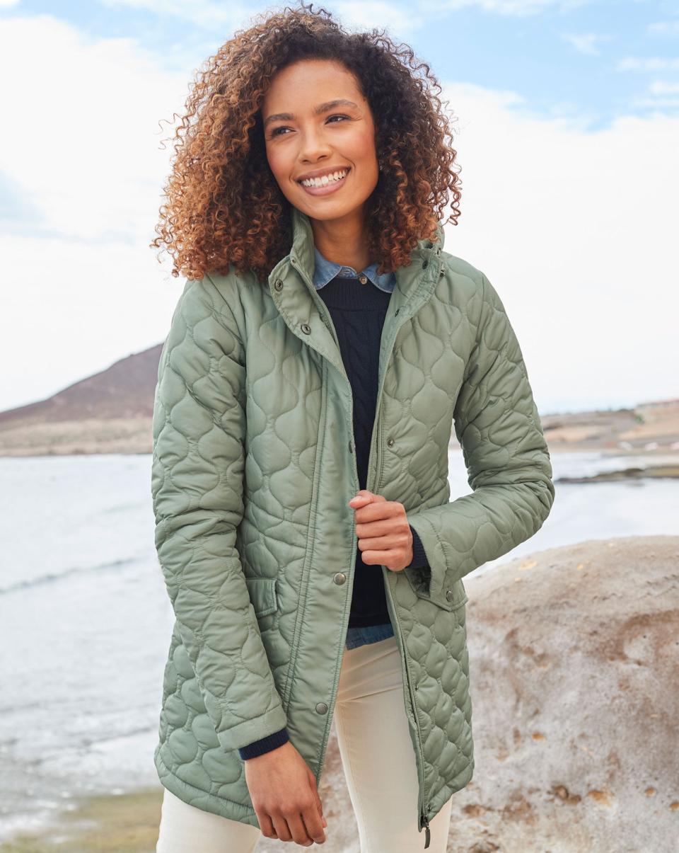 Affordable Coats & Jackets Cotton Traders Quilted Hooded Parka Jacket Pale Sage Women - 1