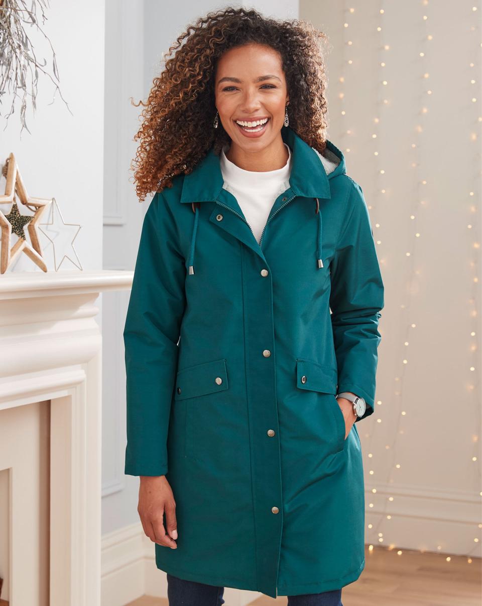 Dark Jade Women Coats & Jackets Cotton Traders Store All-Weather Fleece-Lined Waterproof Coat - 1