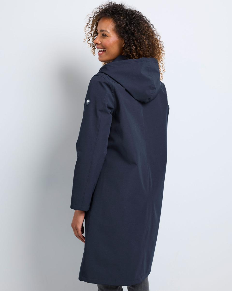 Coats & Jackets Longline All-Weather Fleece-Lined Waterproof Coat Cotton Traders Navy Women Robust - 1
