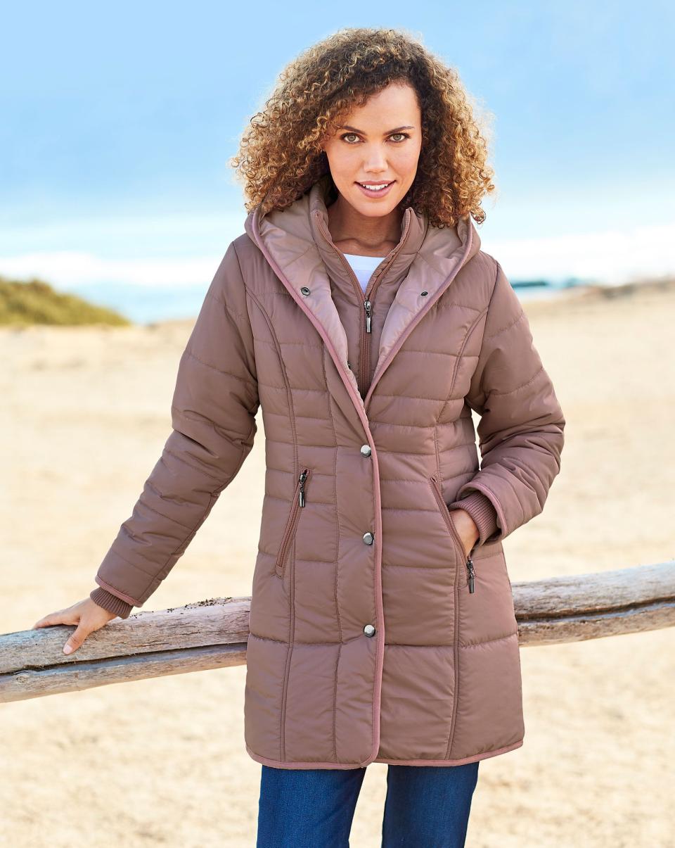 Pink Heather Padded Hooded Coat Efficient Women Cotton Traders Coats & Jackets - 1