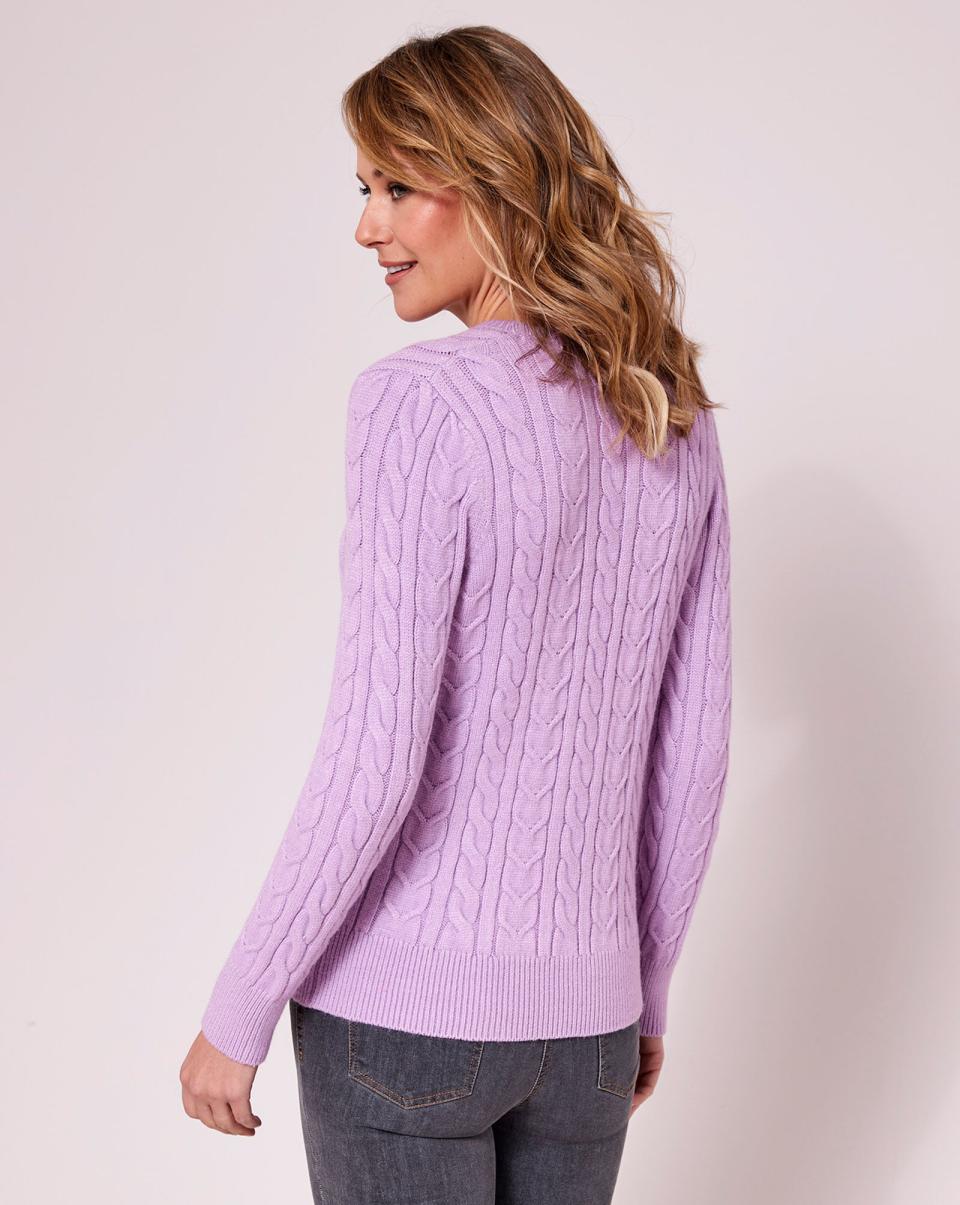 Lilac Pink Affordable Knitwear Cutest Cable Crew Neck Jumper Women Cotton Traders - 1