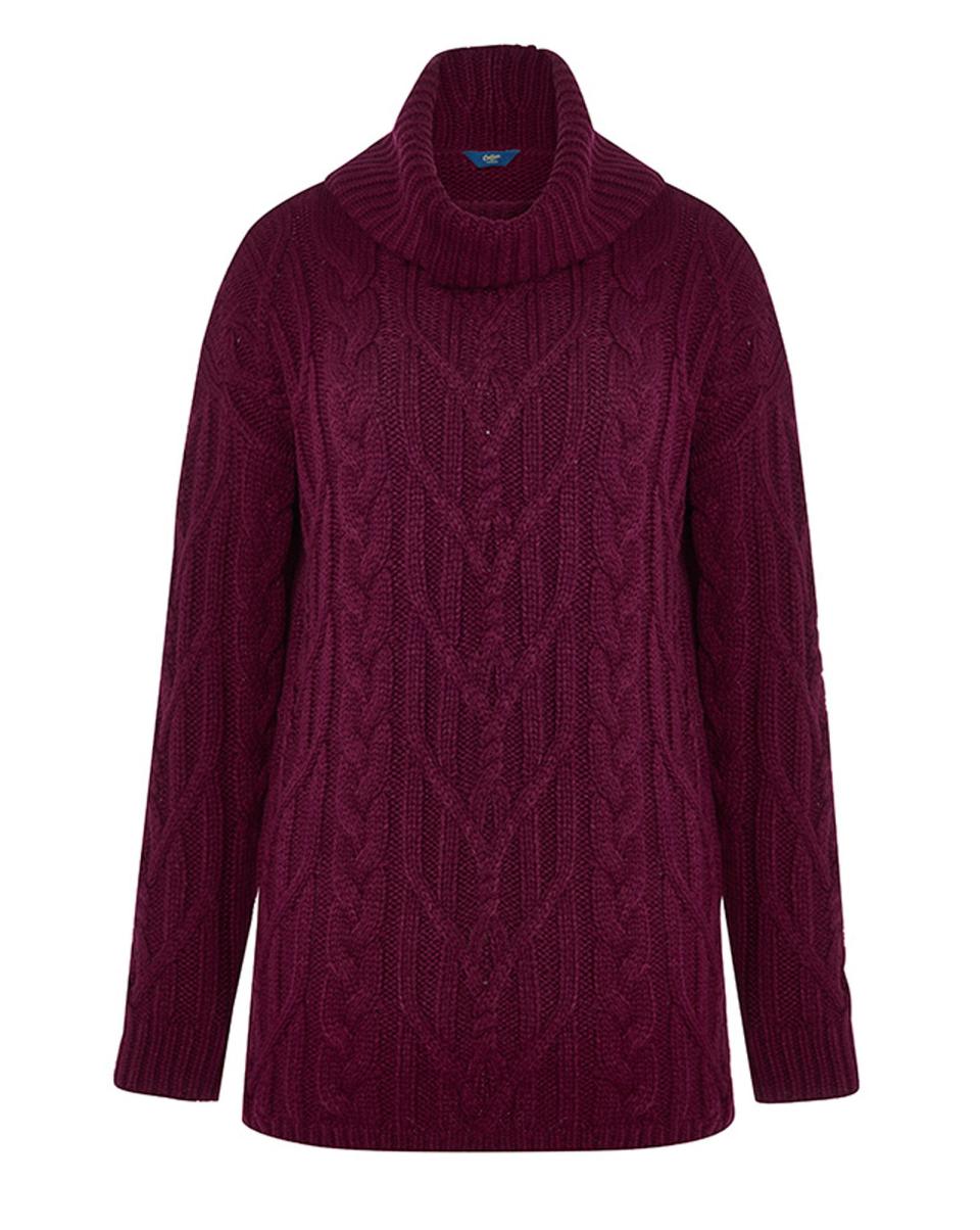 Cotton Traders Sale Rosie Cable Roll Neck Jumper Knitwear Burgundy Women - 2