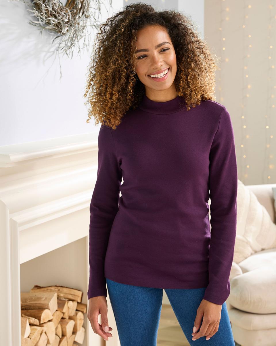 Winter Berry Women Cosy-Up Long Sleeve Turtleneck Top Introductory Offer Cotton Traders Tops & T-Shirts