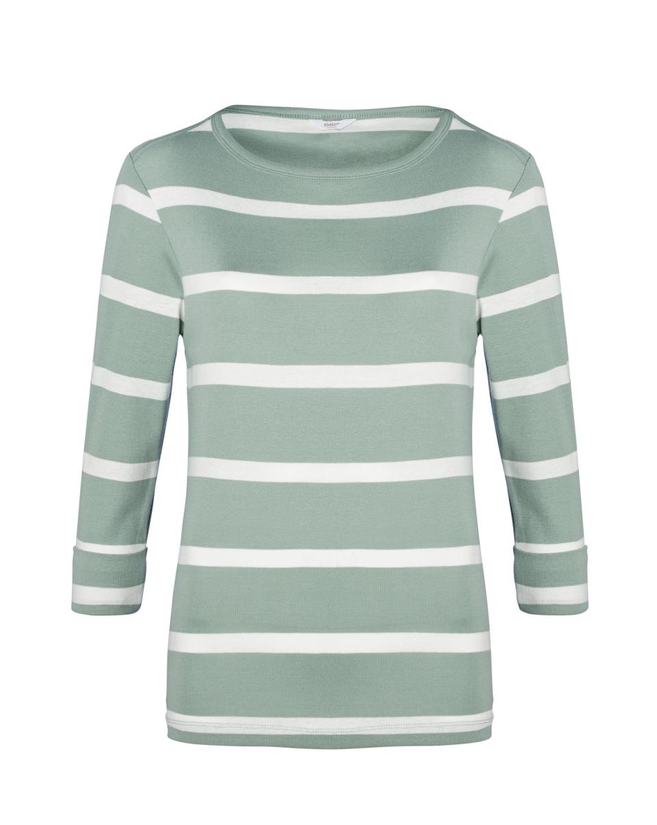 Cotton Traders Women Style Tops & T-Shirts Wrinkle Free ¾ Sleeve Boat Neck Stripe Jersey Top - 4