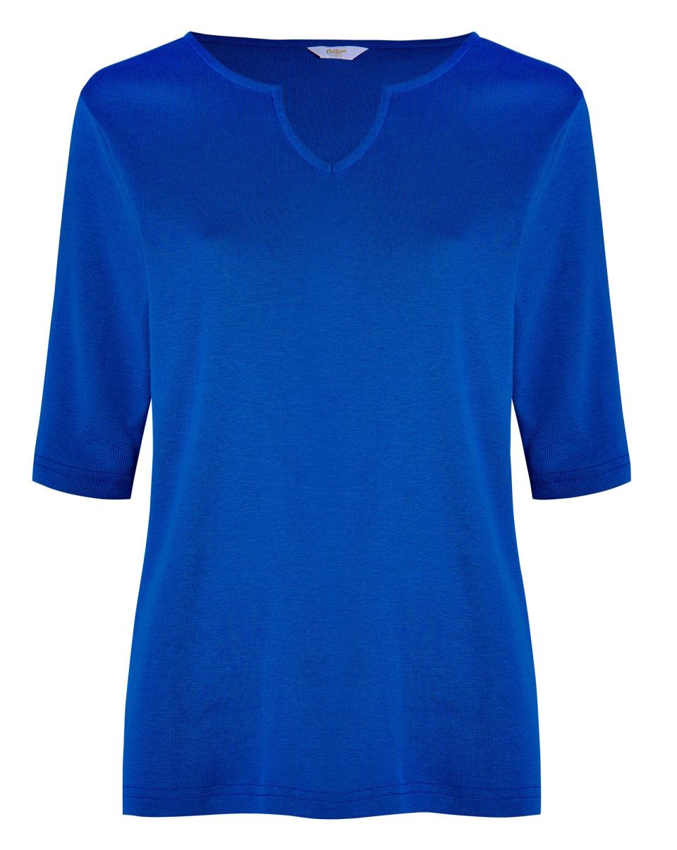 Cotton Traders Tops & T-Shirts Wrinkle Free ½ Sleeve Notch Neck Jersey Top Classic Women - 3