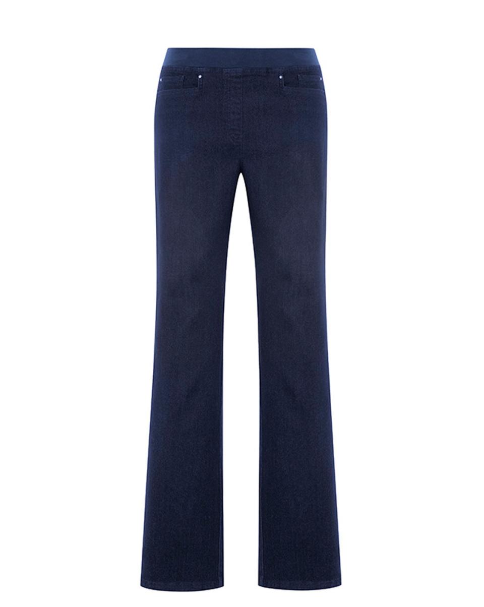 Premium Pull-On Denim Straight-Leg Jeans Cotton Traders Optimize Dark Denim Trousers Women - 3