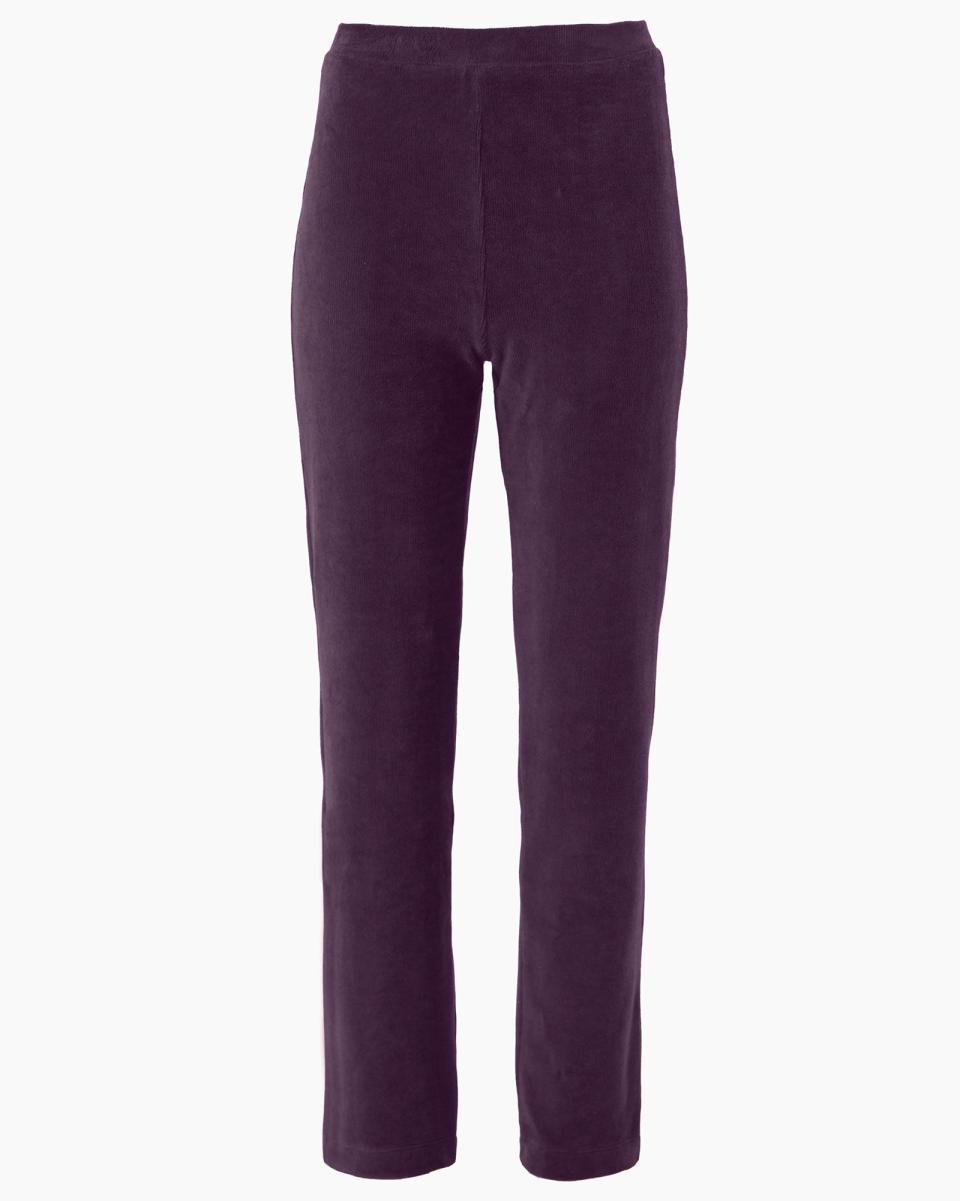 Trousers Women Slim-Leg Pull-On Stretch Jersey Cord Trousers Cotton Traders Dark Plum Voucher - 2