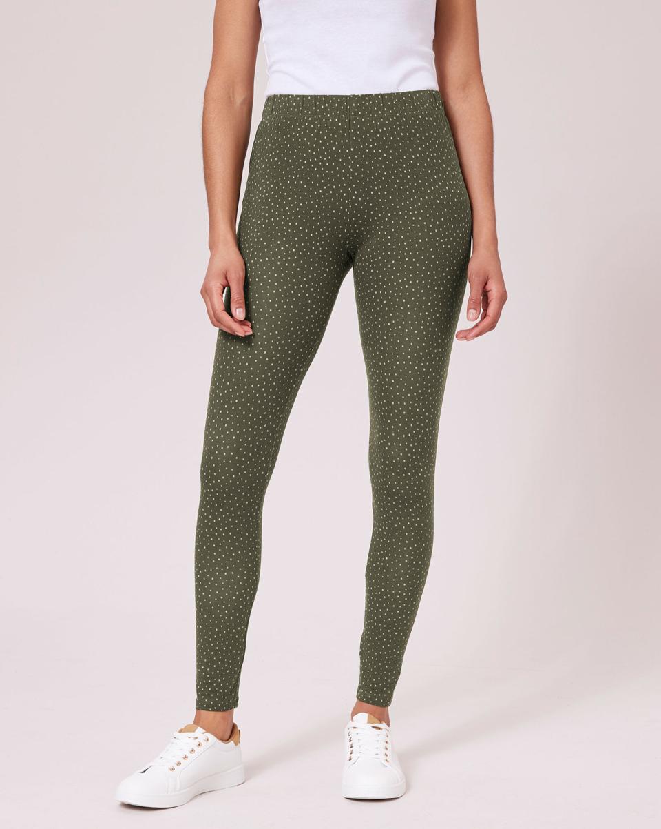 Alpine Green Women Cotton Traders 2 Pack Essential Leggings Trousers Sale