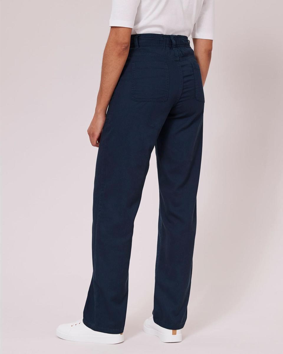 Casual Lyocell-Rich Straight-Leg Trousers Women Navy Cotton Traders Limited Time Offer Trousers - 1