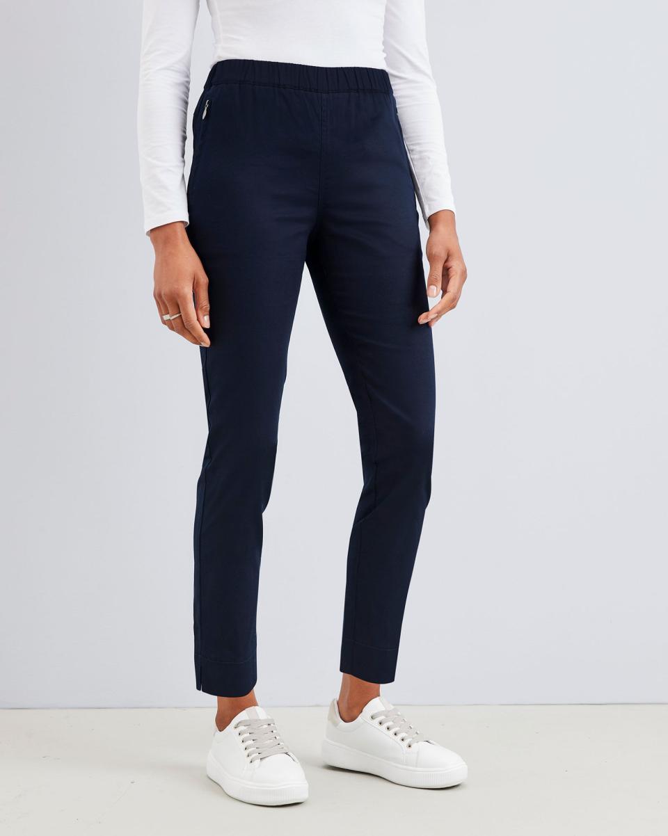 Cotton Traders Alderley Ankle-Length Stretch Pull-On Trousers Women Trousers Elegant Navy - 3