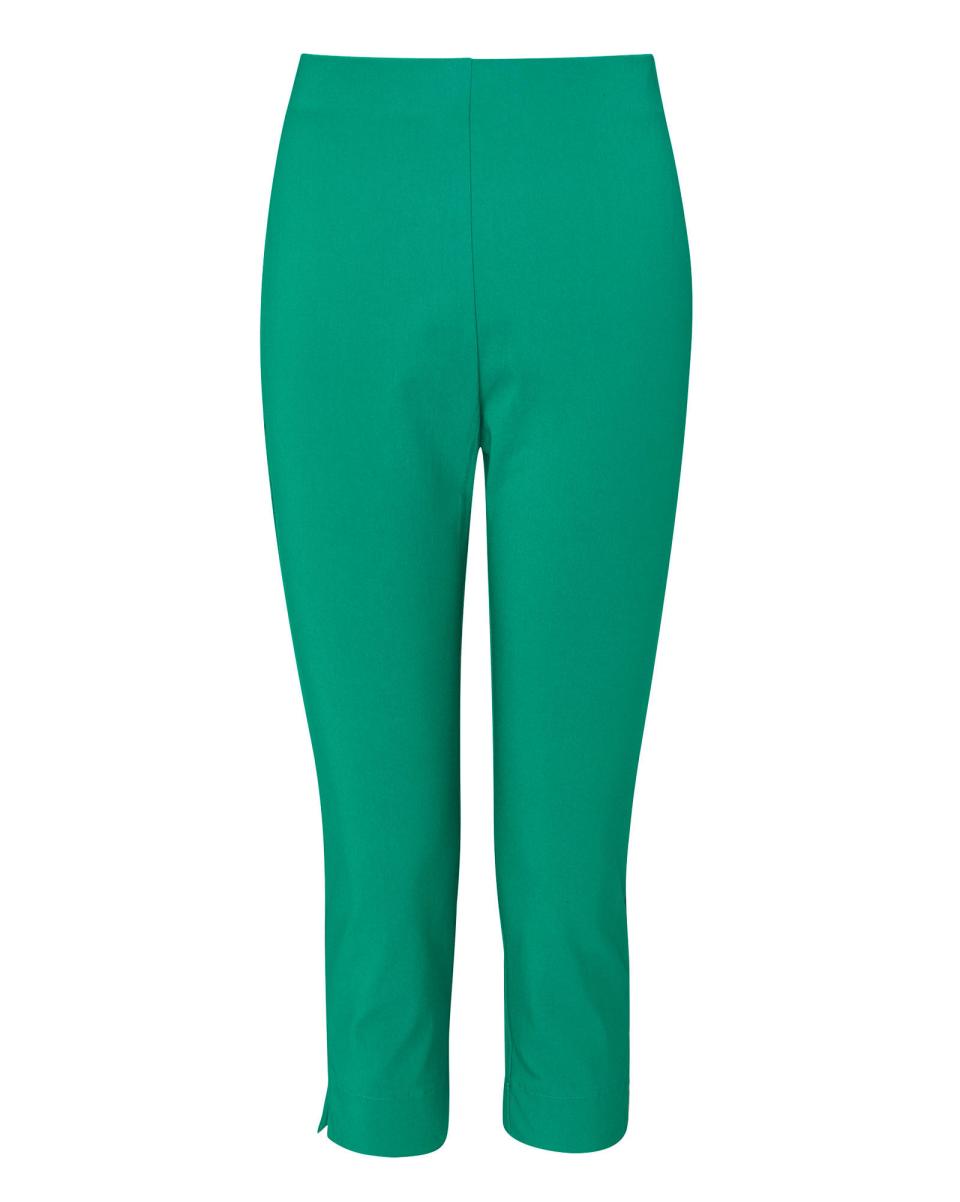 Cashback Women Bright Green Cotton Traders Trousers Super Stretchy Crop Trousers - 1