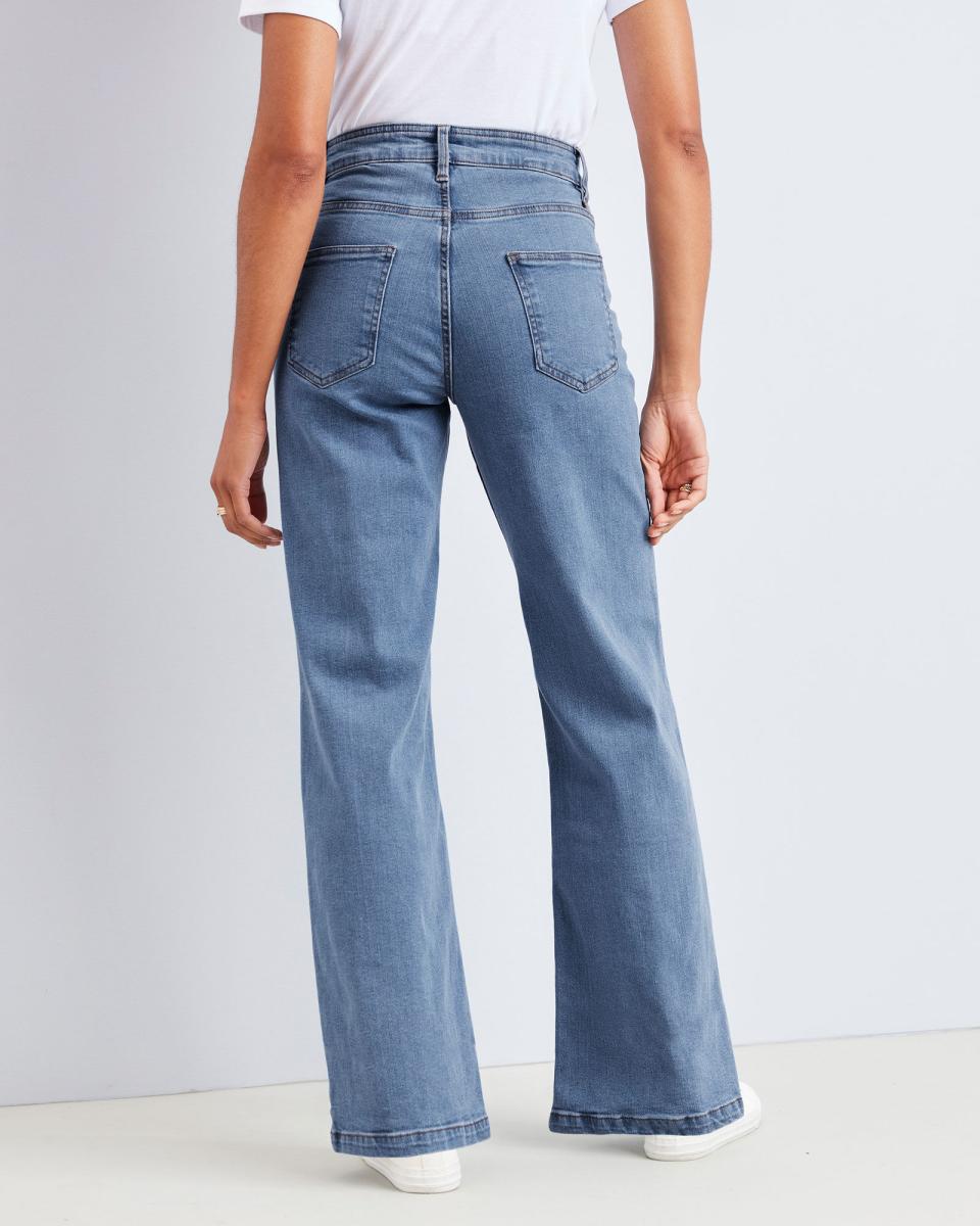 Cotton Traders Trousers Women Penny Wide-Leg Stretch Jeans Sleek Indigo - 4