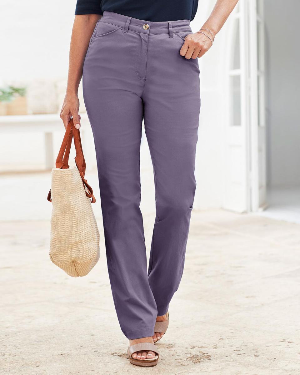 Hyacinth Classic Straight-Leg Chino Trousers Efficient Trousers Cotton Traders Women