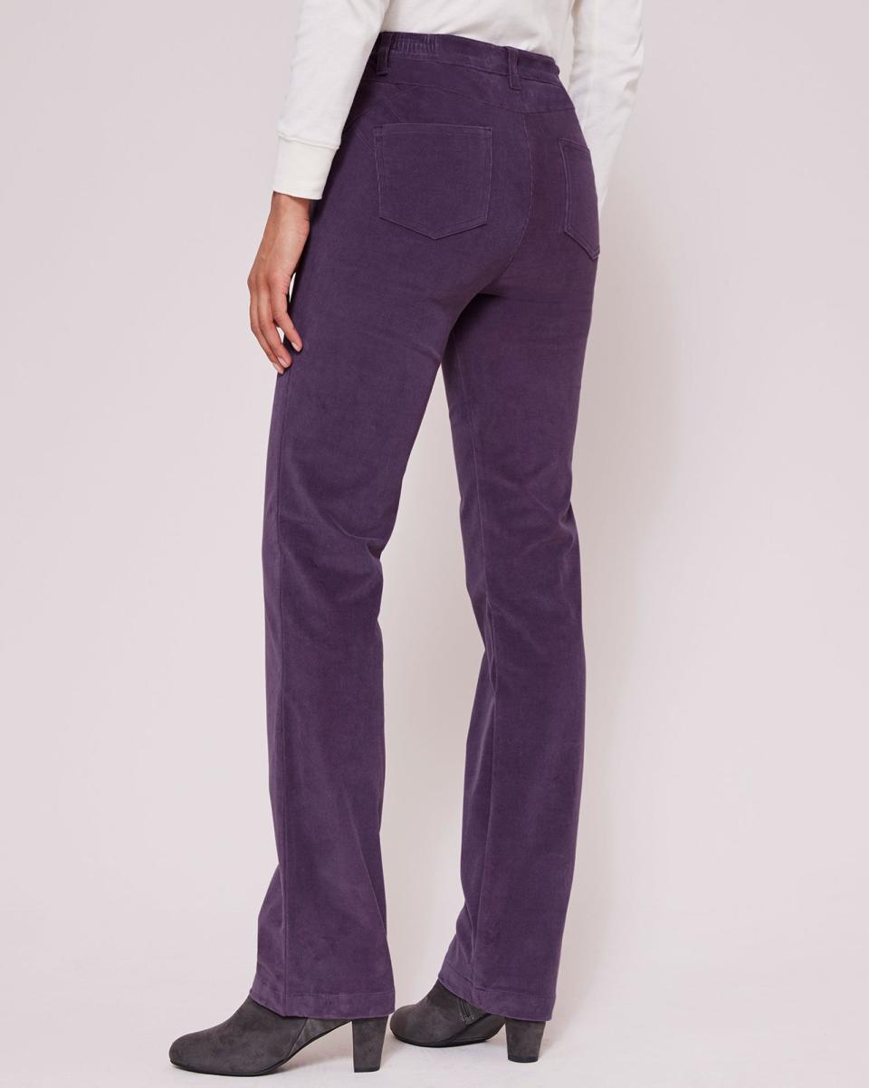 Women Stretch Cord Straight-Leg Jeans Budget-Friendly Dusky Purple Cotton Traders Trousers - 1