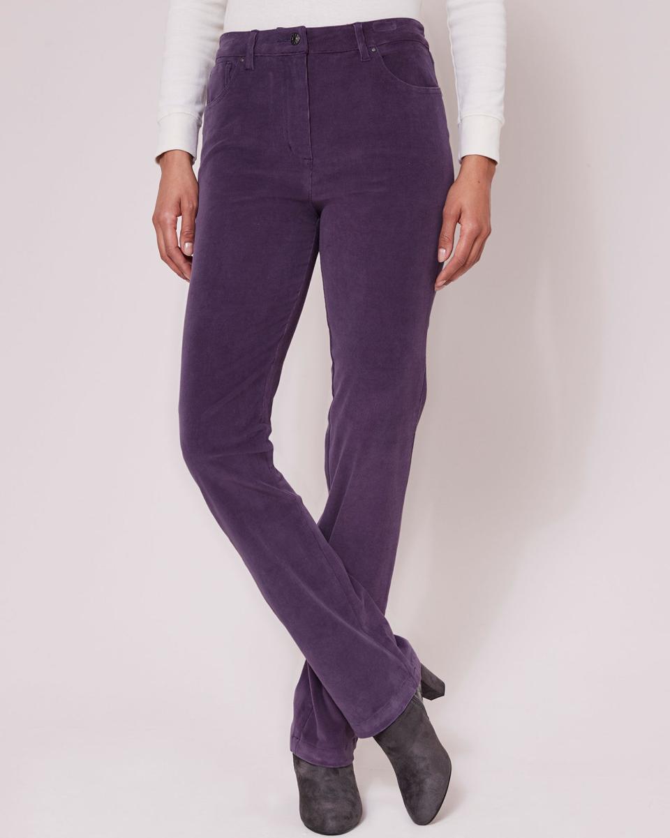Women Stretch Cord Straight-Leg Jeans Budget-Friendly Dusky Purple Cotton Traders Trousers