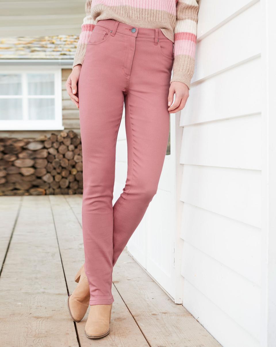 Reliable Cotton Traders Jean-Genie Slim Straight Leg Stretch Trousers Women Trousers Wild Rose