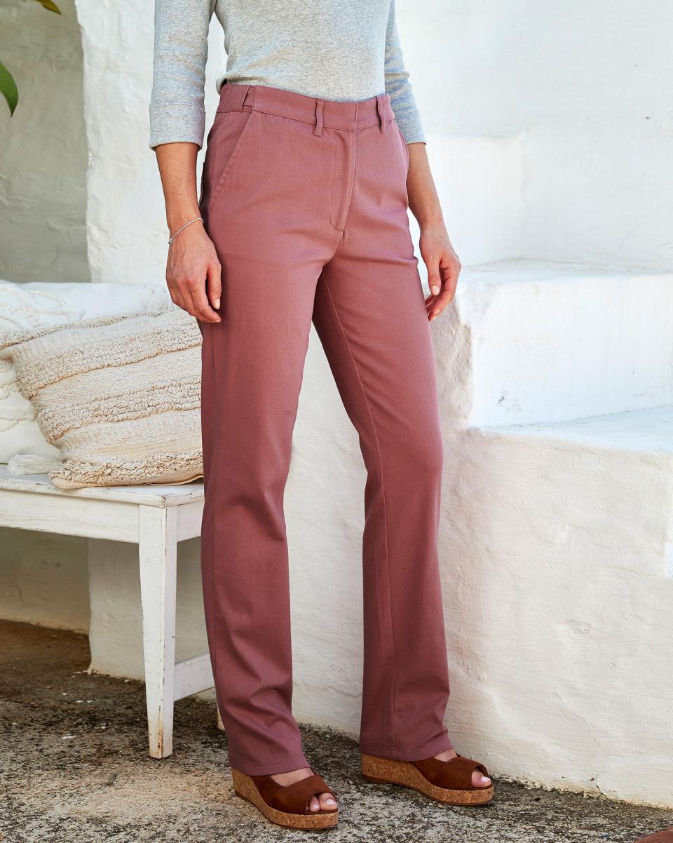 Cotton Traders Vintage Pink Easy-To-Use Lola Adjustable Waist Straight-Leg Trousers Trousers Women - 2