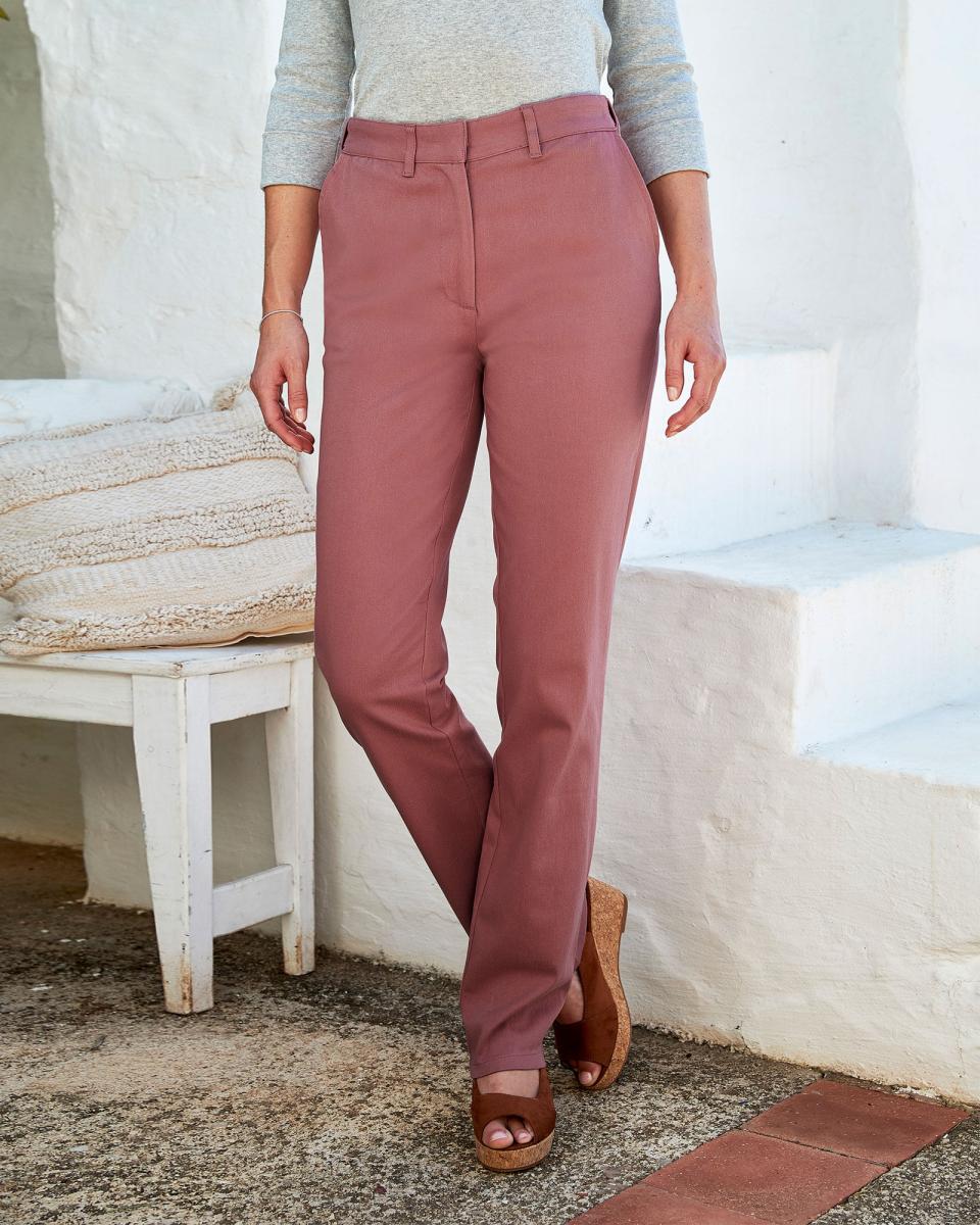 Cotton Traders Vintage Pink Easy-To-Use Lola Adjustable Waist Straight-Leg Trousers Trousers Women