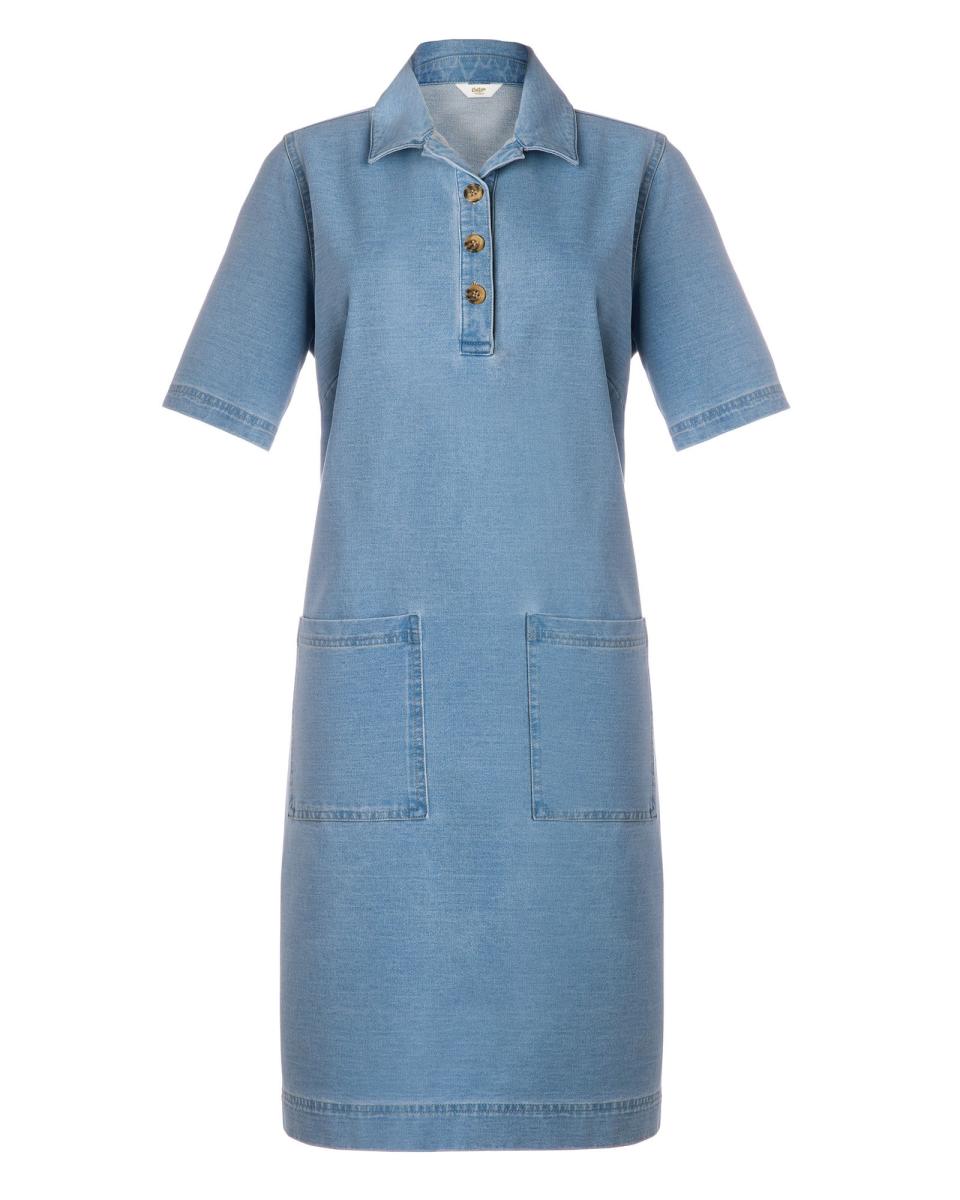 Generate Cotton Traders Dresses Women Lightwash Denim Daisy Short Sleeve Jersey Denim Midi Dress - 2