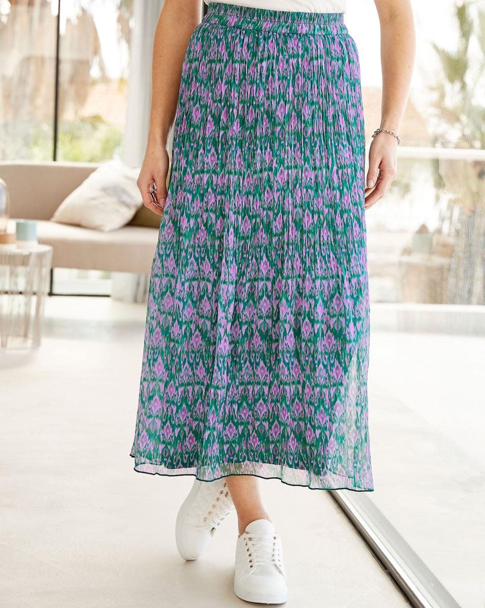 Cotton Traders Crinkle Chiffon Print Maxi Skirt Women Skirts Cheap Dark Jade
