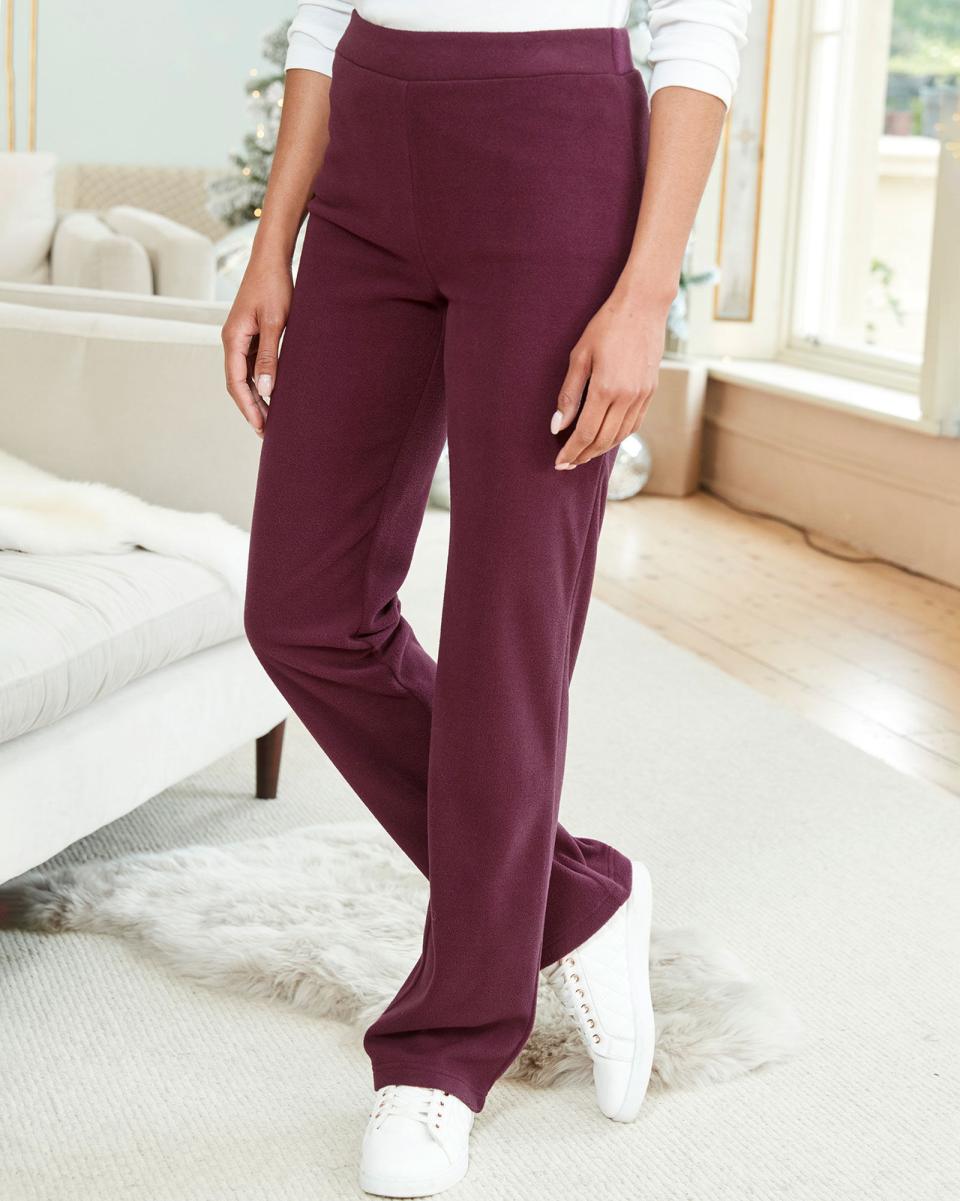 Loungewear Affordable Burgundy Pull-On Fleece Trousers Women Cotton Traders - 2