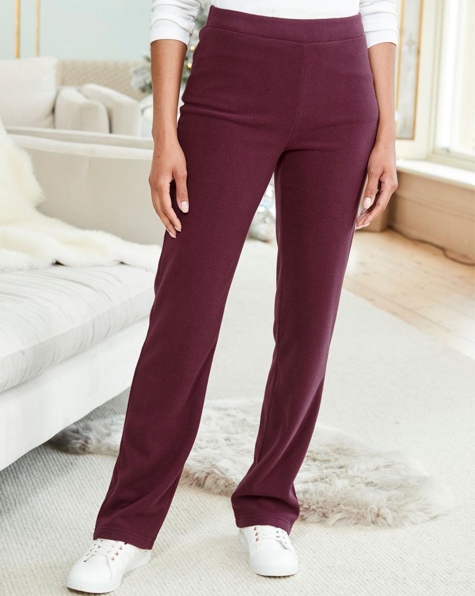 Loungewear Affordable Burgundy Pull-On Fleece Trousers Women Cotton Traders