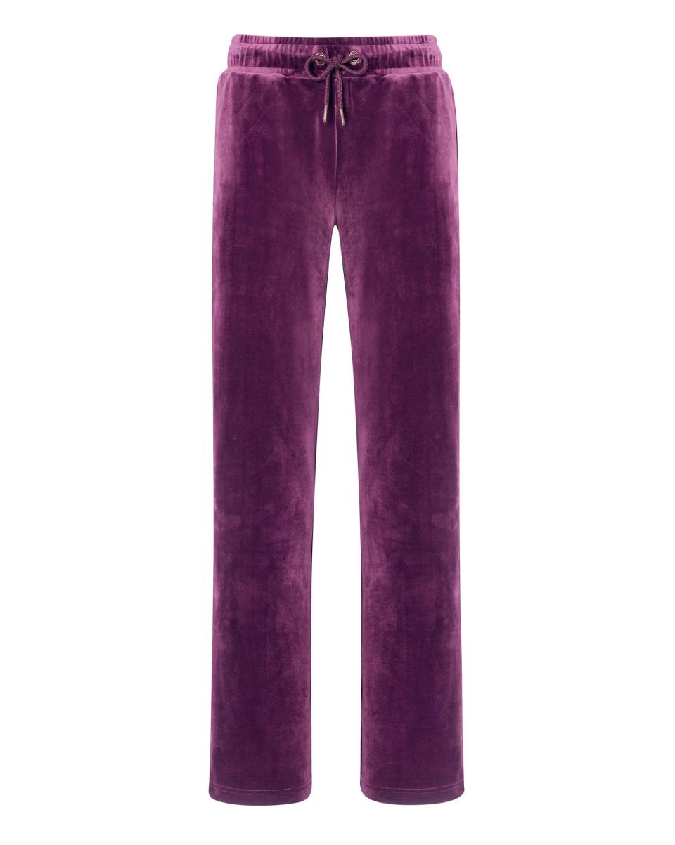 Luxe Straight Leg Velour Pull-On Trousers Bilberry Quality Cotton Traders Women Loungewear - 1