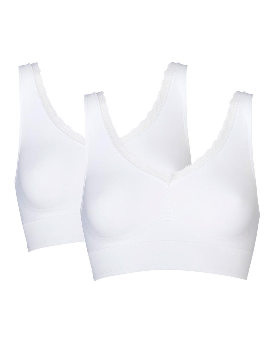 Cotton Traders Inviting Women 2 Pack Comfort Lace Trim Bras Bras White - 1