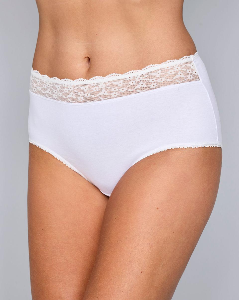 Knickers Women Cotton Traders 5 Pack Cotton Lace Full Knickers White Plush