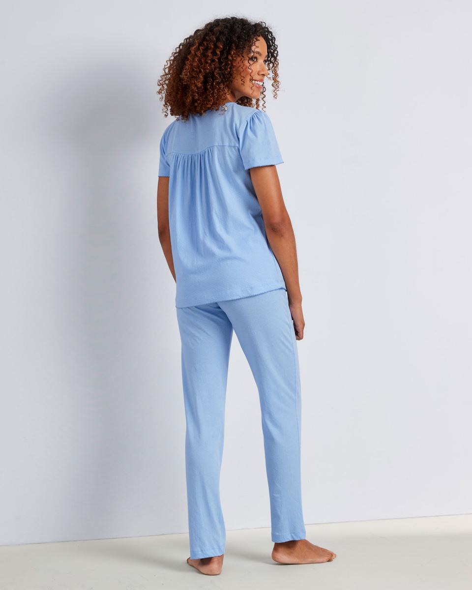 Smock Pj Set Women Nightwear Contemporary Ice Blue Cotton Traders - 1