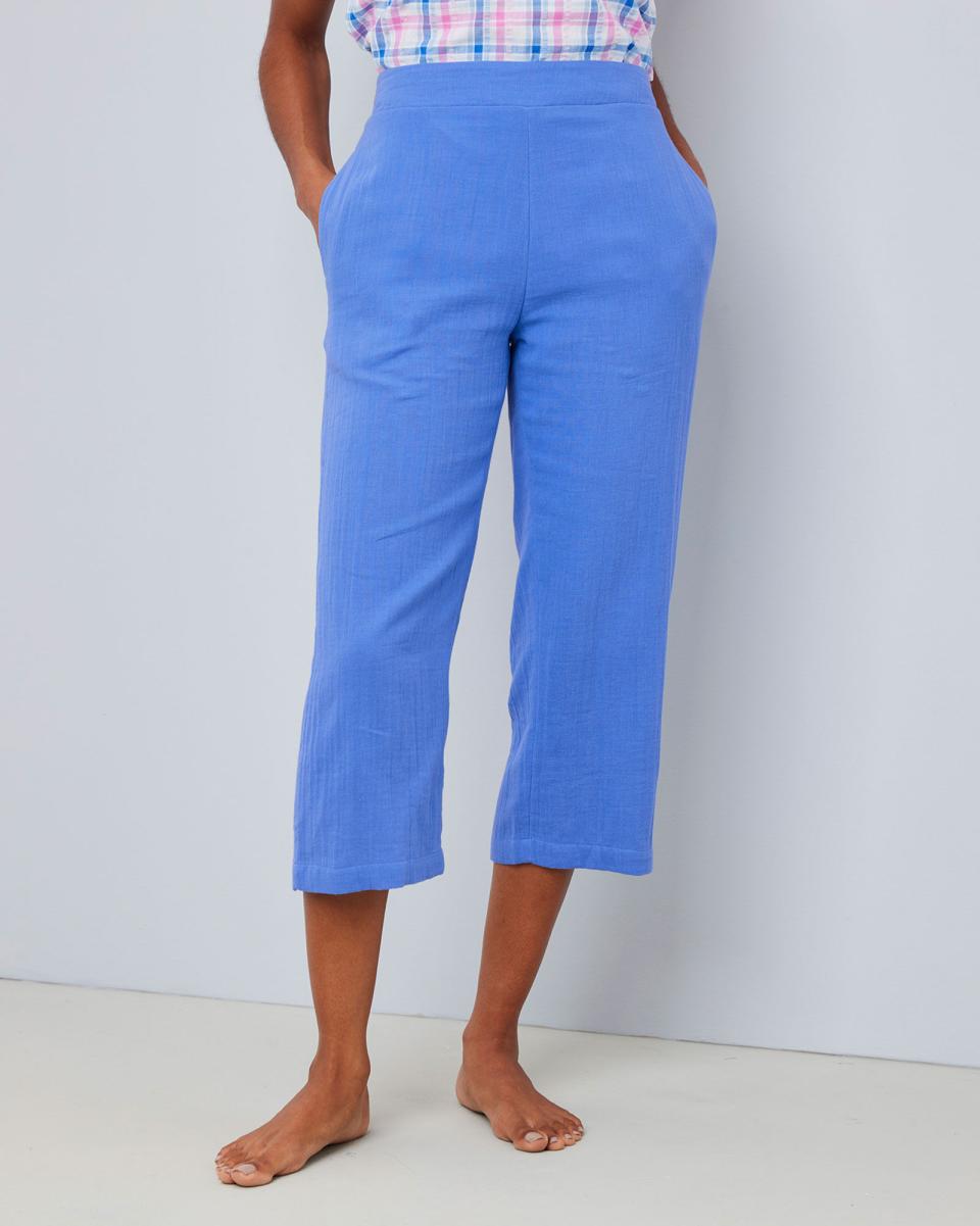 Cotton Lounge Crop Trousers Nightwear Cotton Traders Women Custom Pink - 2