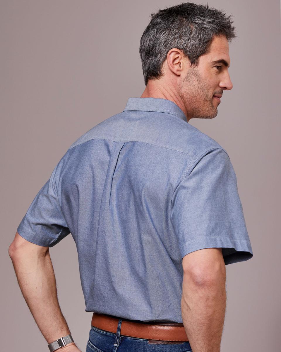 Men Eco-Friendly Cotton Traders Short Sleeve Oxford Shirt Shirts Twilight - 1