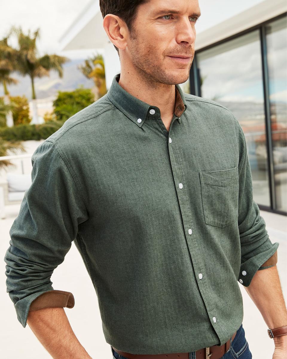 Spruce Easy-To-Use Long Sleeve Herringbone Shirt Men Shirts Cotton Traders - 3