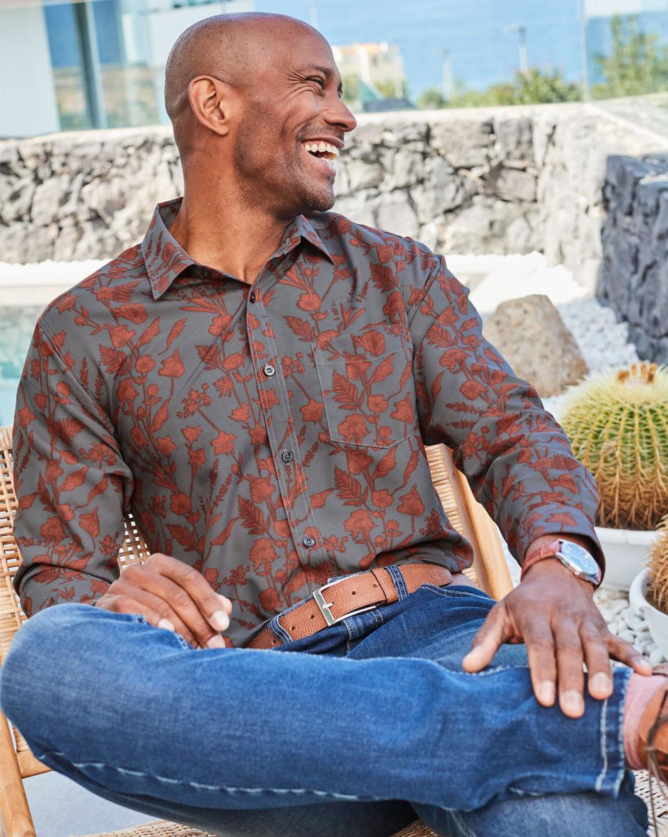 Midnight Cotton Traders Men Trending Long Sleeve Soft Touch Print Shirt Shirts - 4