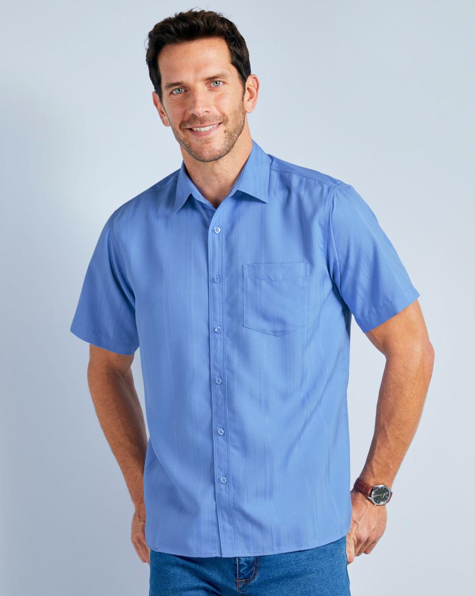 Shirts China Blue Affordable Short Sleeve Soft Touch Shirt Cotton Traders Men