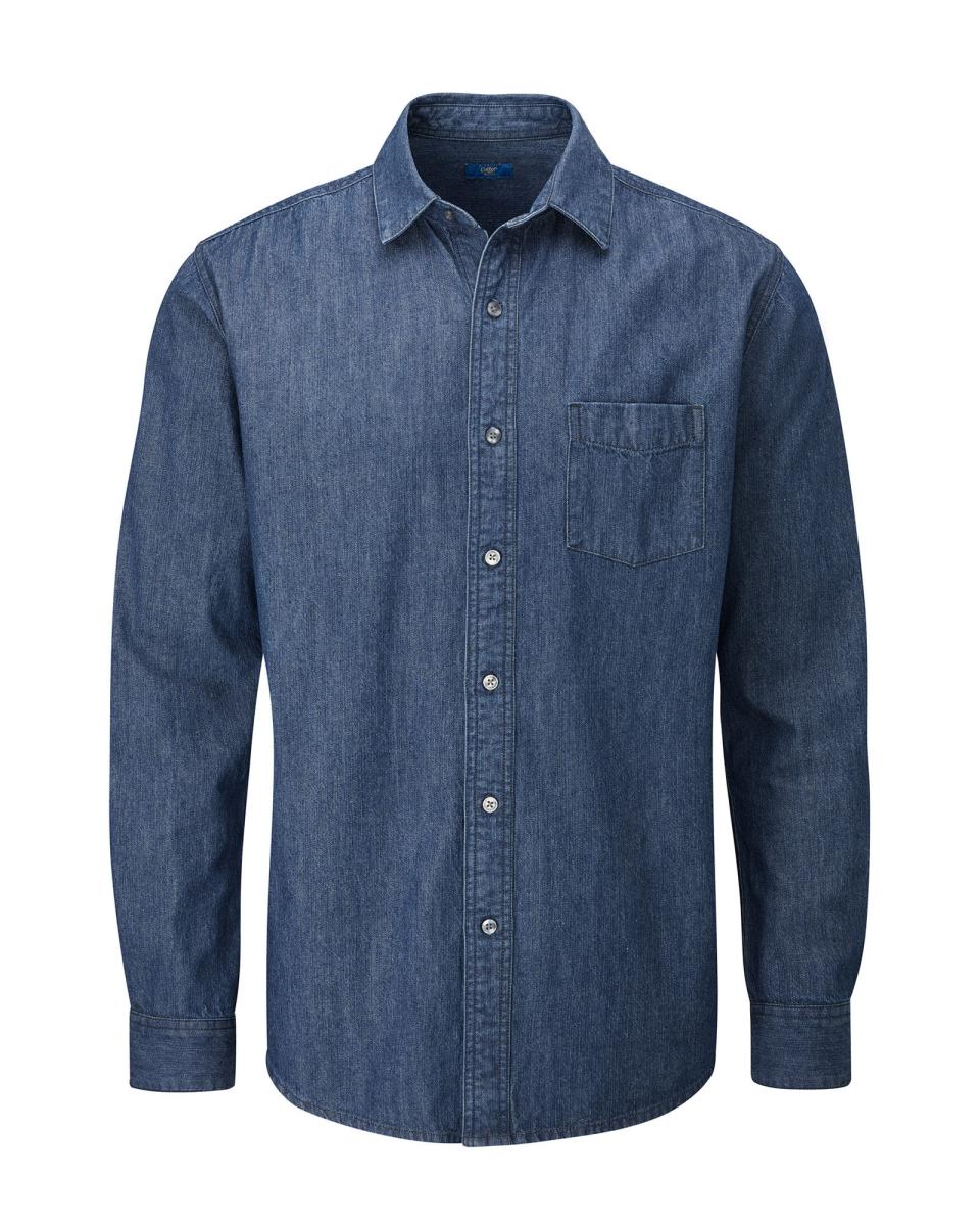 Shirts Long Sleeve Denim Shirt Lowest Price Guarantee Men Vintage Blue Cotton Traders - 2