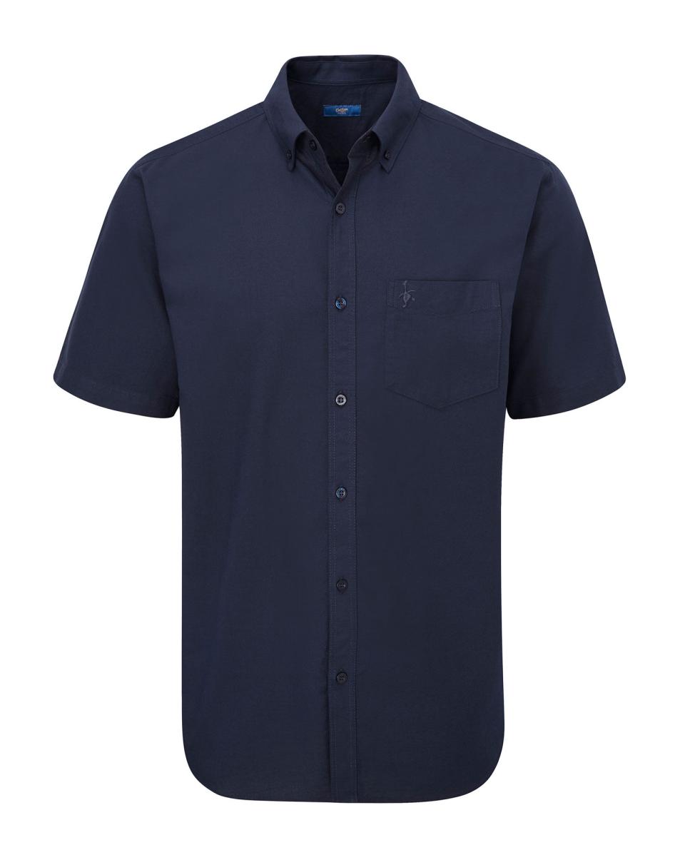 Cotton Traders Pioneering Navy Shirts Short Sleeve Oxford Shirt Men - 1