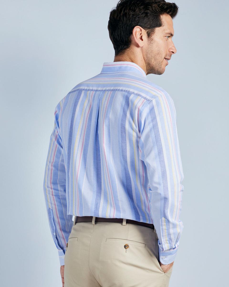 Shirts Cotton Traders Shop Long Sleeve Patterned Oxford Shirt China Blue Men - 4