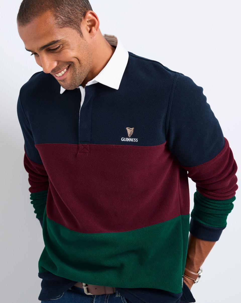 Cotton Traders Simple Guinness™ Colour Block Fleece Rugby Shirt Navy Men Tops & T-Shirts - 3