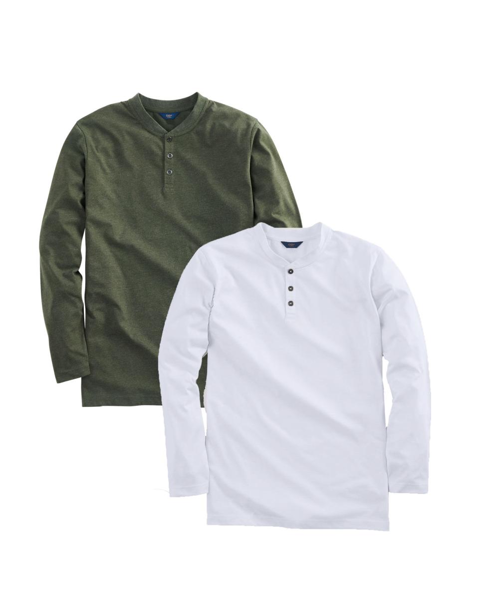 Sale Men 2 Pack Grandad Tops Cotton Traders Dark Pine Tops & T-Shirts - 1