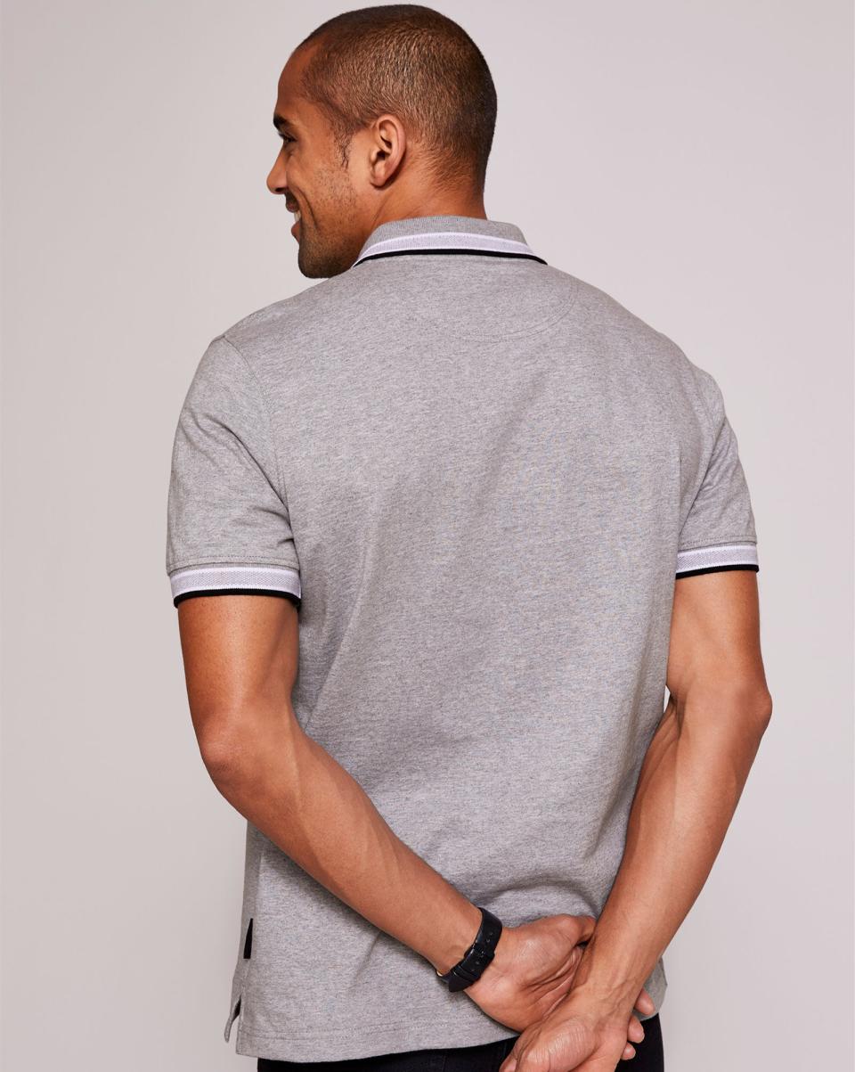 Cotton Traders Guinness™ Short Sleeve Pocket Polo Shirt Grey Marl Men Offer Tops & T-Shirts - 1