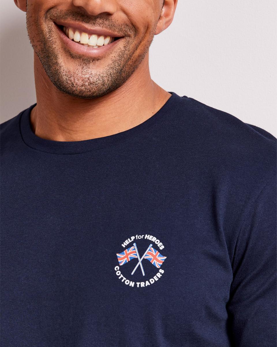 Help For Heroes Short Sleeve T-Shirt Navy Exquisite Tops & T-Shirts Cotton Traders Men - 2