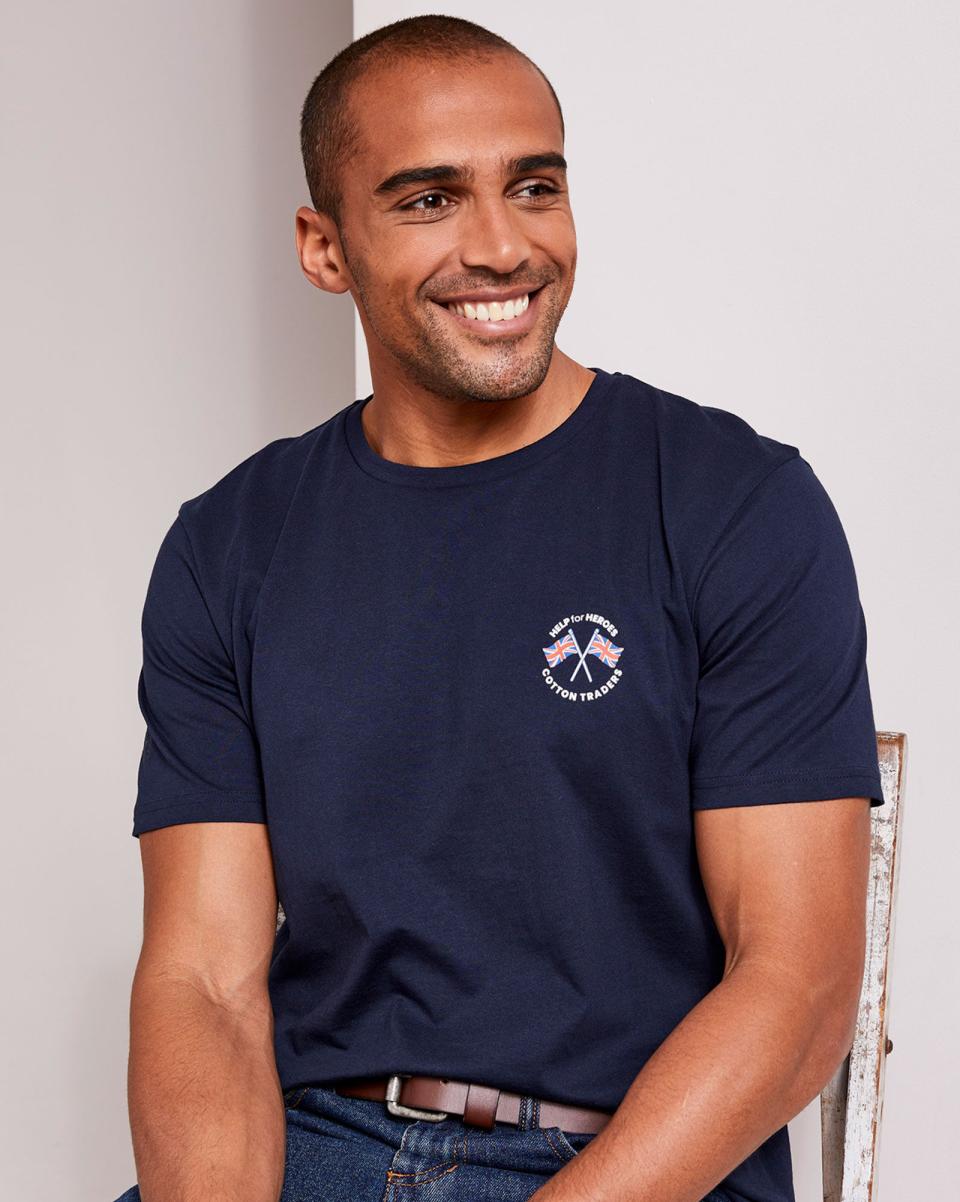 Help For Heroes Short Sleeve T-Shirt Navy Exquisite Tops & T-Shirts Cotton Traders Men
