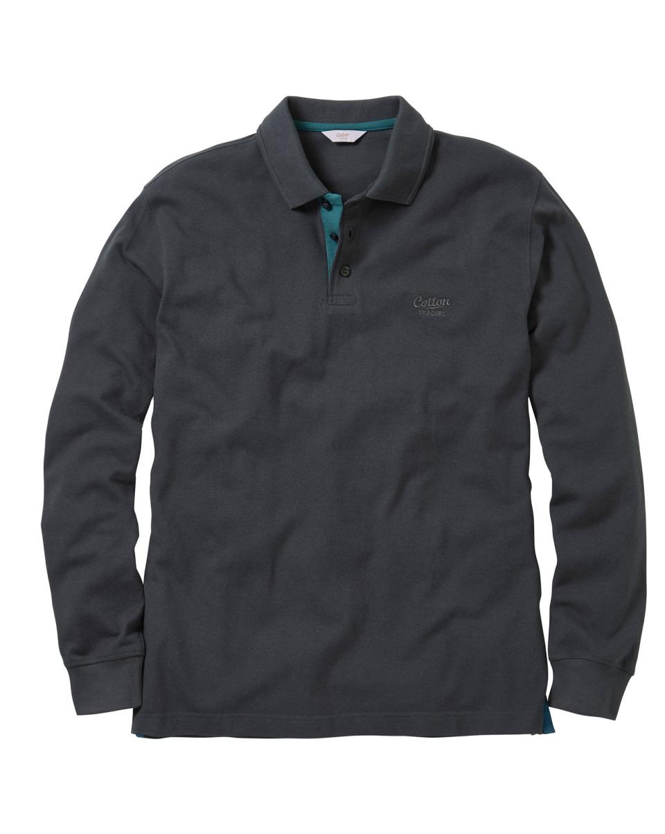 Long Sleeve Polo Shirt Comfortable Cotton Traders Tops & T-Shirts Men - 2