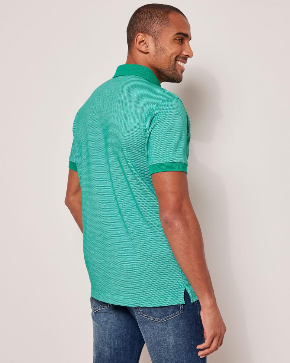 Well-Built Tops & T-Shirts Men Light Jade Luxury Textured Polo Shirt Cotton Traders - 1