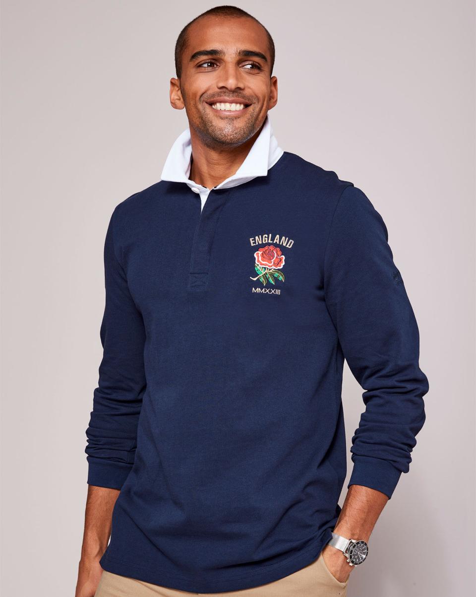 Cotton Traders Navy Outlet Rugby England Classic Long Sleeve Rugby Shirt Men - 1
